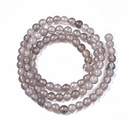 Agate Gris Perles naturelles en agate grise , ronde, 4mm, Trou: 0.5mm, Environ 91~95 pcs/chapelet, 14.57 pouces ~ 15.35 pouces (37~39 cm)