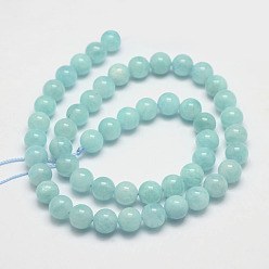 Amazonite Natural Amazonite Bead Strands, Round, 8mm, Hole: 0.8~1mm, about 51pcs/strand, 15.7 inch