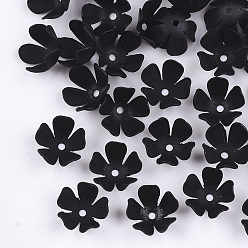 Black Spray Painted Eco-Friendly Iron Bead Caps, 5-Petal Flower, Black, 8x8.5x4mm, Hole: 0.8mm