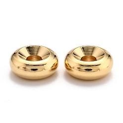Real 24K Gold Plated Brass Spacer Beads, Long-Lasting Plated, Flat Round, Real 24K Gold Plated, 9.5x4mm, Hole: 3mm