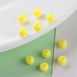 Yellow Opaque Acrylic Beads, Round, Yellow, 6x5mm, Hole: 1.8mm, about 4400pcs/500g