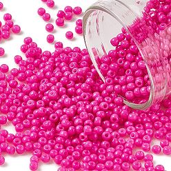 Magenta 12/0 Grade A Round Glass Seed Beads, Baking Paint, Magenta, 12/0, 2x1.5mm, Hole: 0.7mm, about 30000pcs/bag