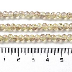Light Khaki Spray Painted Crackle Glass Beads Strands, Round, Two Tone, Light Khaki, 4mm, Hole: 1.1~1.3mm, about 200pcs/strand, 31.4 inch