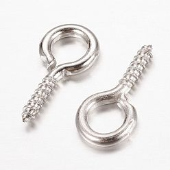 Platinum Iron Screw Eye Pin Peg Bails, For Half Drilled Beads, Platinum, 13x6.5x1.5mm, Hole: 4mm, Pin: 1.5mm