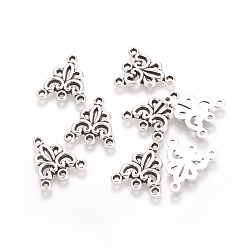 Antique Silver Tibetan Style Alloy Chandelier Components, Lead Free & Nickel Free & Cadmium Free, Antique Silver, 19x16x2mm, Hole: 1mm