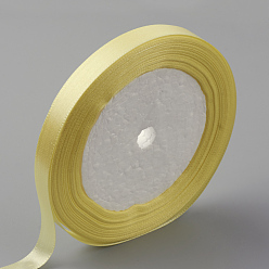 Champagne Yellow Single Face Satin Ribbon, Polyester Ribbon, Champagne Yellow, 1 inch(25mm) wide, 25yards/roll(22.86m/roll), 5rolls/group, 125yards/group(114.3m/group)