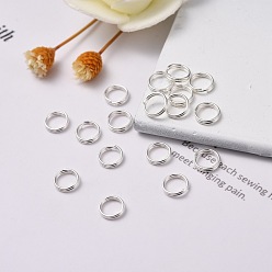 Серебро 304 из нержавеющей стали разрезные кольца, кольца с двойной петлей, серебряные, 5x1 мм, внутренний диаметр: 3.8 мм, одиночный провод: 0.5 мм