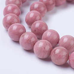 Rhodonite Natural Rhodonite Beads Strands, Grade AA, Round, 8.5~9mm, Hole: 1mm, about 44pcs/strand, 15 inch(38cm)