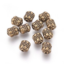 Antique Bronze Tibetan Style Alloy Beads, Cadmium Free & Nickel Free & Lead Free, Oval, Antique Bronze, 8x6.5mm, Hole: 1mm