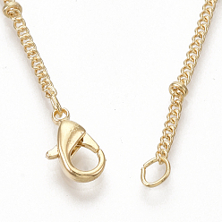 Light Gold Fabrication de collier de chaîne gourmette en fer recouvert de laiton, avec des perles et des pinces de homard, or et de lumière, 32 pouce (81.5 cm)
