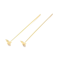 Golden Brass Butterfly Head Pins, Golden, 41mm, Pin: 21 Gauge(0.75mm), Butterfly: 5x6mm