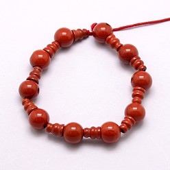 Red Jasper Natural Red Jasper 3-Hole Guru Bead Strands, for Buddhist Jewelry Making, T-Drilled Beads, 16.5~18mm, Hole: 2~3mm, 2pcs/set, 10sets/strand, 6.5 inch