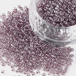Medium Purple 12/0 Grade A Round Glass Seed Beads, Transparent Colours Lustered, Medium Purple, 12/0, 2x1.5mm, Hole: 0.3mm