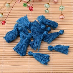 Medium Blue Cotton Thread Tassels Pendant Decorations, Medium Blue, 25~31x5mm, about 39~47pcs/bag