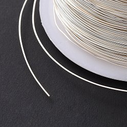 Silver Round Copper Wire Copper Beading Wire for Jewelry Making, Long-Lasting Plated, Silver Color Plated, 26 Gauge, 0.4mm, about 124.67 Feet(38m)/roll