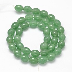 Green Aventurine Oval Natural Green Aventurine Beads Necklaces, 10x8mm, Hole: 1mm, about 39pcs/strand, 15.7 inch