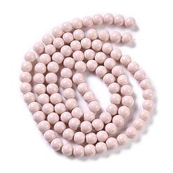 Misty Rose Painted Glass Bead Strands, Baking Paint, Round, Misty Rose, 6mm, Hole: 1.3~1.6mm, about 133pcs/strand, 31.4 inch