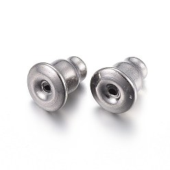 Stainless Steel Color 304 Stainless Steel Ear Nuts, Earring Backs, Stainless Steel Color, 5.5x5mm, Hole: 0.65mm