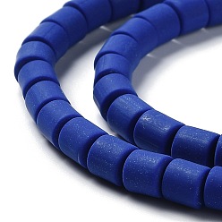 Bleu Foncé Polymère main brins d'argile de perles, colonne, bleu foncé, 6.5x6mm, Trou: 1.2mm, Environ 61 pcs/chapelet, 15.75 pouce (40 cm)