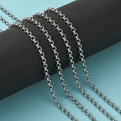 Stainless Steel Color 304 Stainless Steel Rolo Chains, Unwelded, Stainless Steel Color, 4x1.5mm