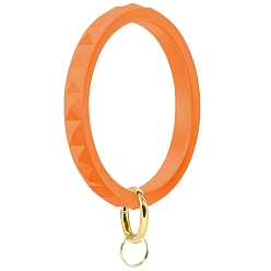 Оранжевый Силиконовый браслет, с пружинным кольцом из сплава, золотые, оранжевые, 14x7.5 см