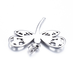 Antique Silver 304 Stainless Steel Pendants, Dragonfly, Antique Silver, 26x40x3.5mm, Hole: 5.5x6mm