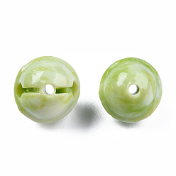 Yellow Green Synthetic Coral Beads, Dyed, Two Tone, Bell, Yellow Green, 9.5x10.5x10mm, Hole: 1.4mm