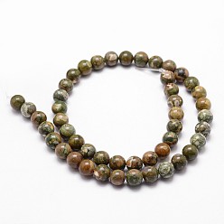 Colorful Natural Rhyolite Jasper Bead Strands, Round, Colorful, 8mm, Hole: 1mm, about 44pcs/strand, 14.9 inch~15.1 inch