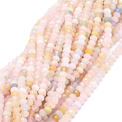 Morganite Natural Morganite Beads Strands, Faceted, Rondelle, 5x3~3.5mm, Hole: 0.8mm, about 106pcs/strand, 15.43''(39.2cm)