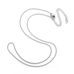 Stainless Steel Color 304 Stainless Steel Necklaces, Curb Chain Necklaces, Stainless Steel Color, 16.14 inch(41cm)