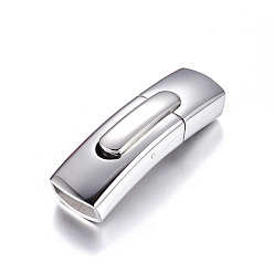 Stainless Steel Color 304 Stainless Steel Bayonet Clasps, Rectangle, Stainless Steel Color, 44x13x10mm, Hole: 5.5x11mm