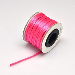 Fuchsia Macrame Rattail Chinese Knot Making Cords Round Nylon Braided String Threads, Satin Cord, Fuchsia, 2mm, about 10.93 yards(10m)/roll