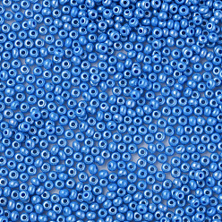 Синий 11/0 чешский непрозрачный стеклянный бисер, lustered, круглые, синие, 2.2x1.5 мм, отверстие : 0.7 мм, о 500 г / мешок
