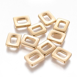 Золотой 201 нержавеющей стали связывающий кольца, прямоугольные, золотые, 9.5x7.5x2 мм, внутренний диаметр: 3.5x5.5 мм