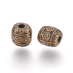 Antique Bronze Tibetan Style Alloy Beads, Lead Free & Cadmium Free, Barrel, Antique Bronze, 6x6mm, Hole: 1.6mm