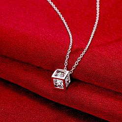 Серебро Серебряное позолоченное латунное ожерелье с фианитами, с кабельными цепями, 18 дюйм
