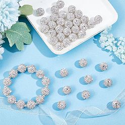 Crystal Pave Disco Ball Beads, Polymer Clay Rhinestone Beads, Grade A, Crystal, PP15(2.1~2.2mm), 14mm, Hole: 1mm