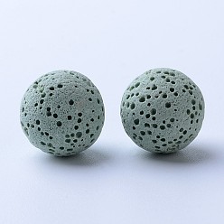 Light Green Unwaxed Natural Lava Rock Beads, for Perfume Essential Oil Beads, Aromatherapy Beads, Dyed, Round, No Hole/Undrilled, Light Green, 12mm
