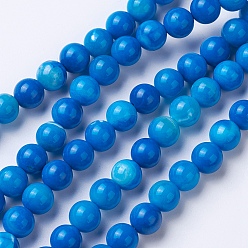 Dodger Blue Natural Agate Beads Strands, Dyed & Heated, Grade A, Round, Dodger Blue, 8~8.5mm, Hole: 1.2mm, about 48pcs/strand, 15.1 inch(38.5cm)
