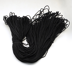 Black Polyester & Spandex Cord Ropes, 16-Ply, Black, 2mm, about 109.36 yards(100m)/bundle