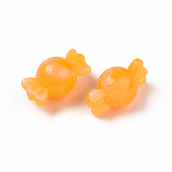 Orange Acrylic Beads, Imitation Gemstone, Candy, Orange, 9.5x18x10mm, Hole: 2.5mm, about 830pcs/500g