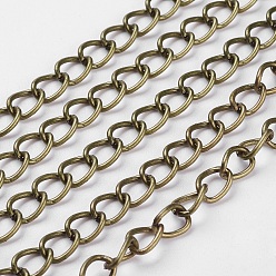 Antique Bronze Iron Chains, Unwelded, Twisted Chains, Unwelded, Oval, with Spool, Lead Free & Nickel Free, Antique Bronze, 8x6x1mm