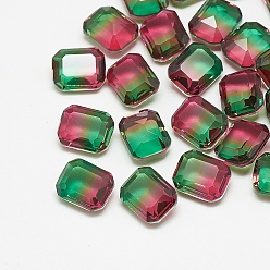 Émeraude Pointé cabochons en strass de verre, imitation de tourmaline, facette, rectangle octogone, émeraude, 8x6x3mm