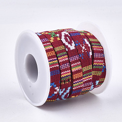 Colorful Cotton Cords, Ethnic Cord, Flat, Colorful, 9.5~10x1.5~2.5mm, about 5.46 yards(5m)/roll