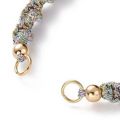 Colorful Adjustable Polyester Braided Cord Bracelet Making, with Brass Beads and 304 Stainless Steel Jump Rings, Golden, Colorful, Single Chain Length: about 5-1/2 inch(14cm)