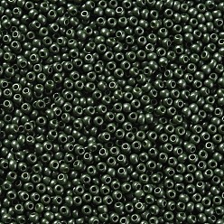 Olive 11/0 Grade A Round Glass Seed Beads, Baking Paint, Olive, 2.3x1.5mm, Hole: 1mm, about 48500pcs/pound