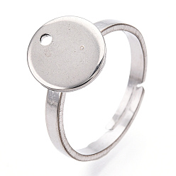 Stainless Steel Color Adjustable 304 Stainless Steel Pad Ring Settings, Stainless Steel Color, Tray: 10mm, 16mm