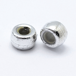 Silver Plated Plating Eco-Friendly Plastic Beads, Large Hole Beads, Column, Silver Color Plated, 9x5.5mm, Hole: 4mm, about 1730pcs/500g