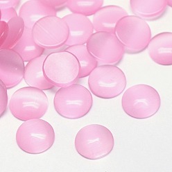 Pearl Pink Cat Eye Cabochons, Half Round, Pearl Pink, 10x2~3mm