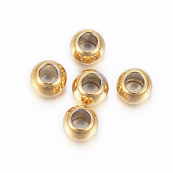 Золотой 304 из нержавеющей стали бусы, рондель, золотые, 3x2 мм, отверстие : 1.2 мм